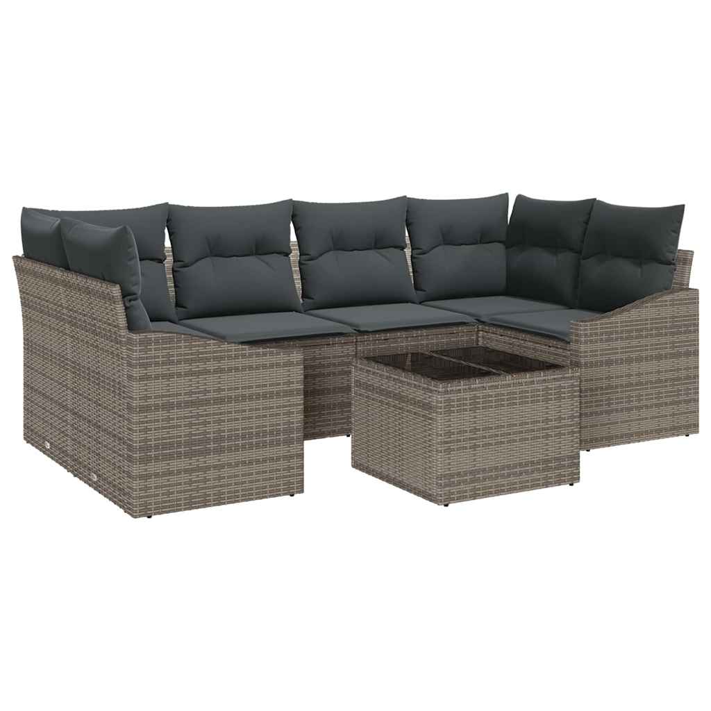 Sofa Sæt 7 stk. Grå polyrattan