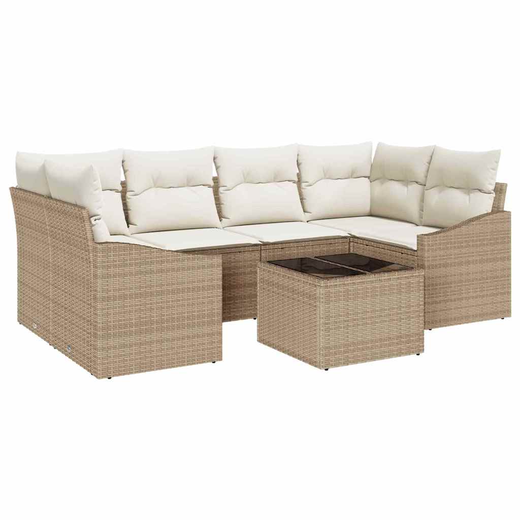 Sofa Sæt 7 stk. Beige og creme polyrattan
