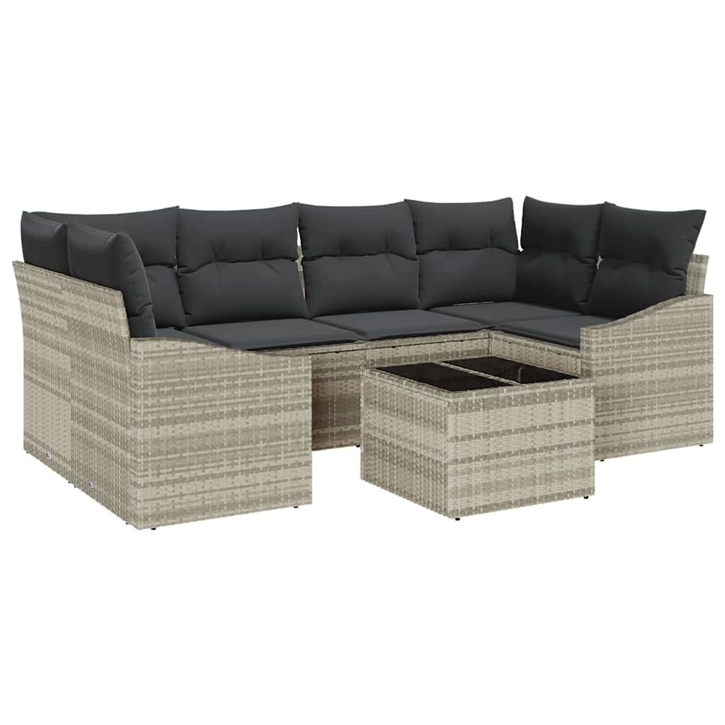 Sofa Sæt 7 stk. Lysegrå polyrattan
