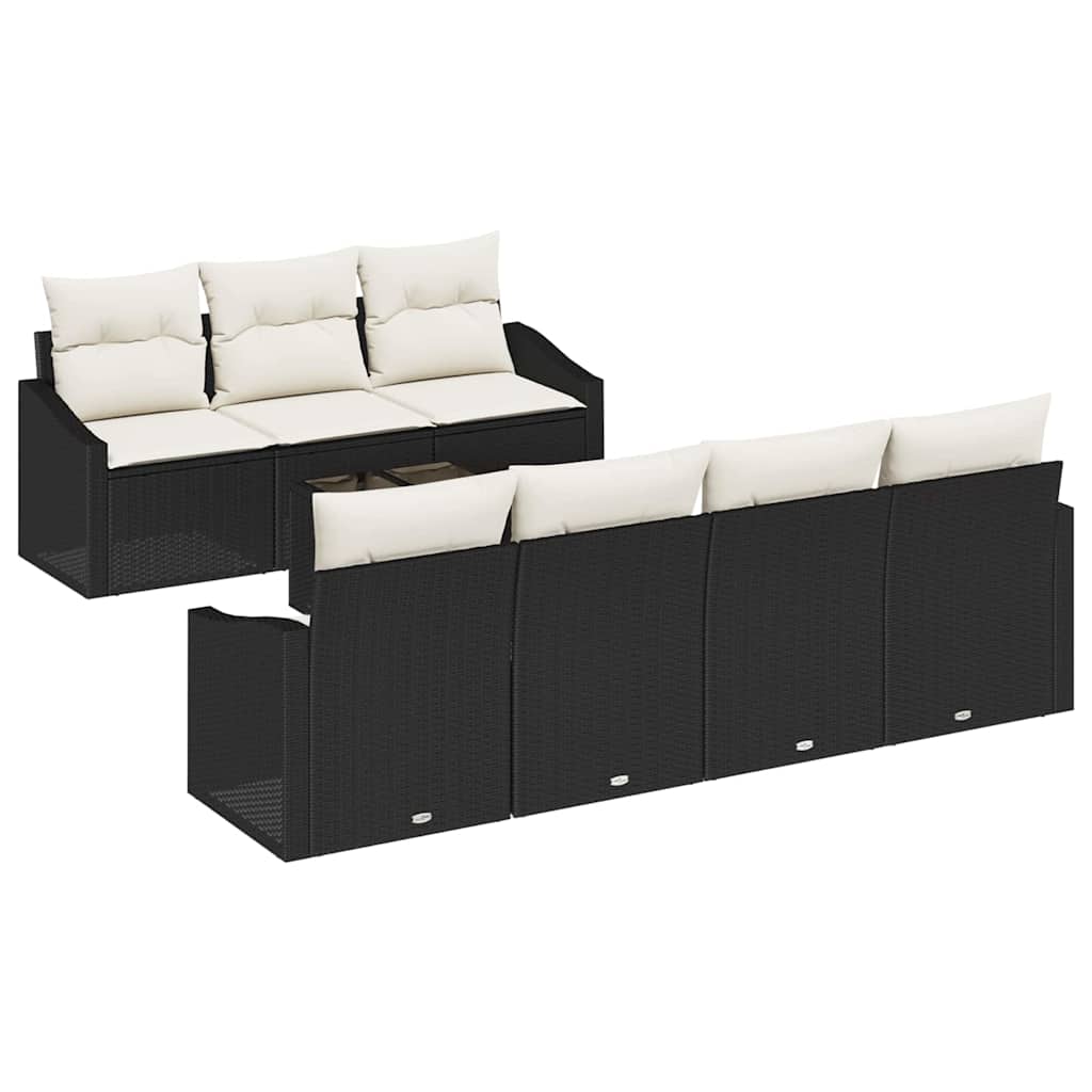 Sofa Sæt 8 stk. Sort og Cream polyrattan