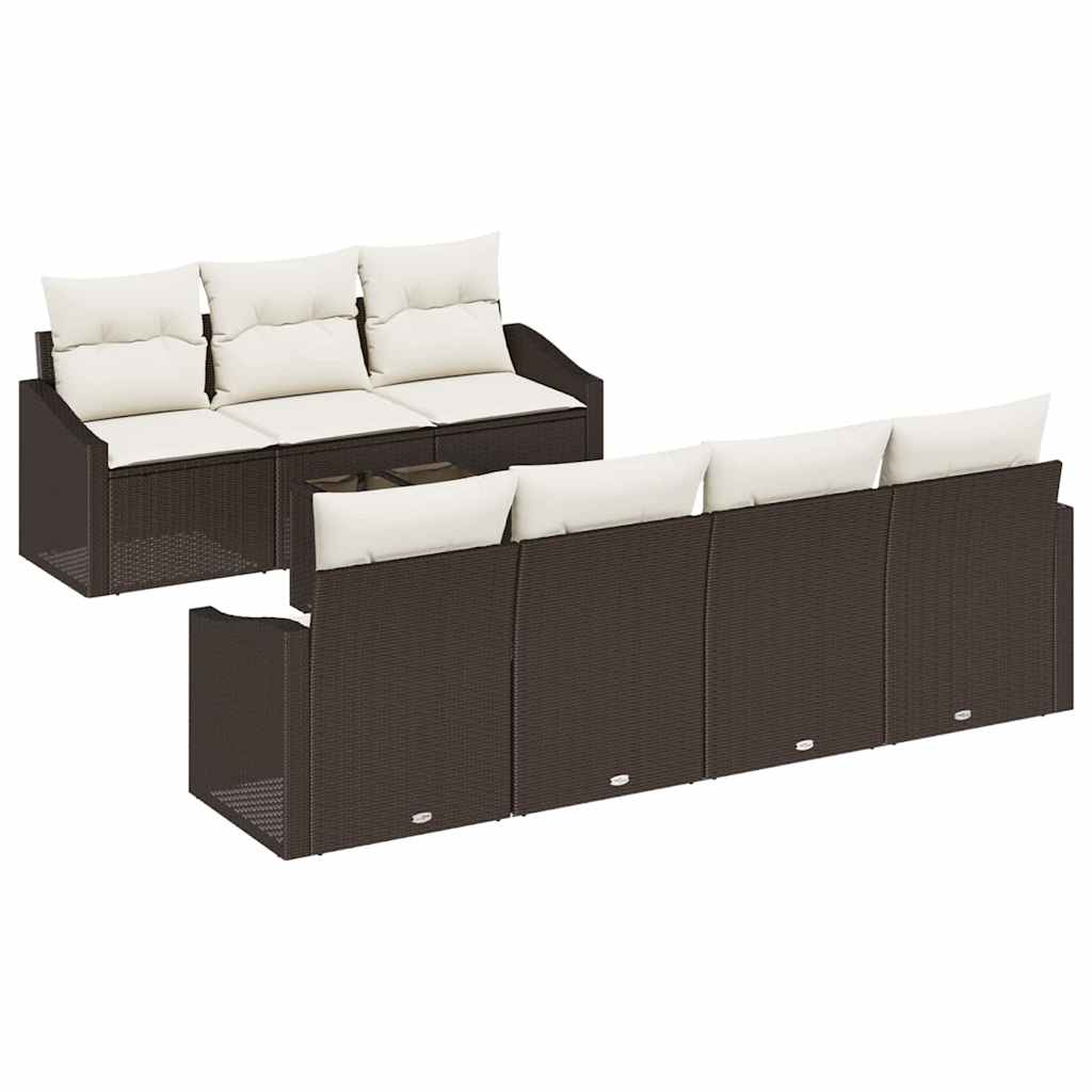 Sofa Sæt 8 stk. Brun og Creme polyrattan
