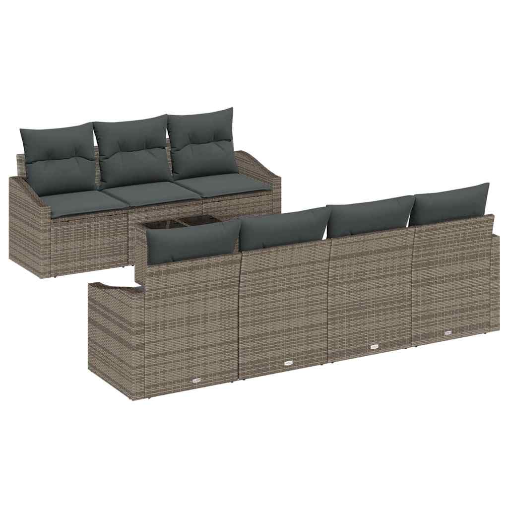 Sofa Sæt 8 stk. Grå polyrattan