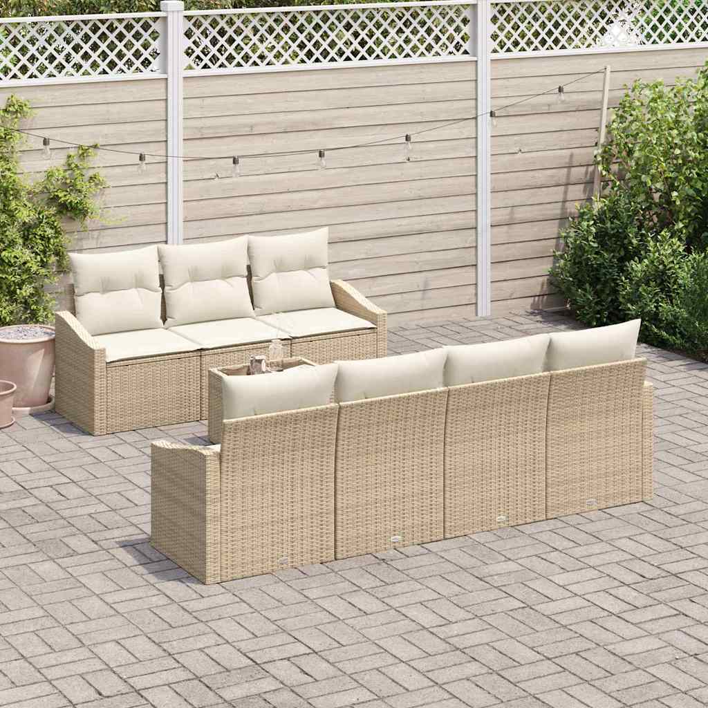 Sofa Sæt 8 stk. Beige og creme polyrattan
