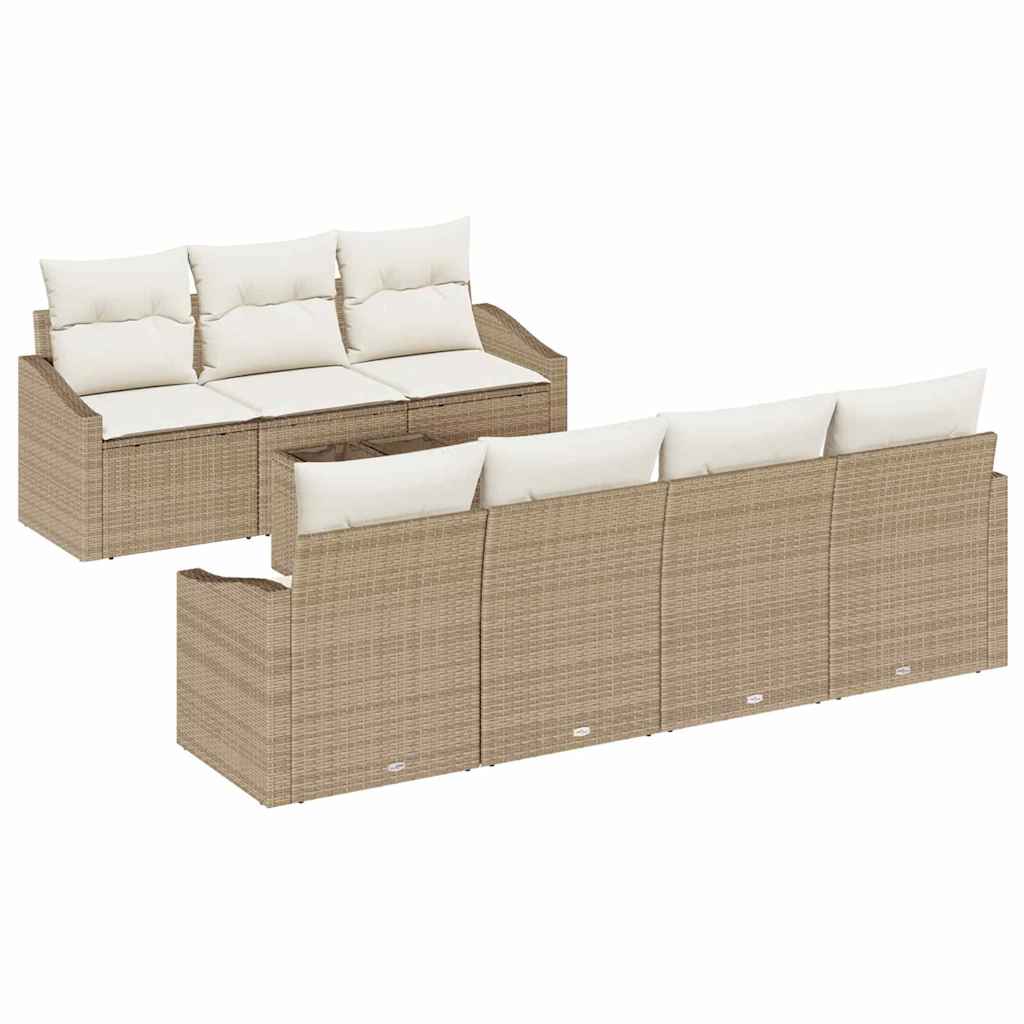 Sofa Sæt 8 stk. Beige og creme polyrattan