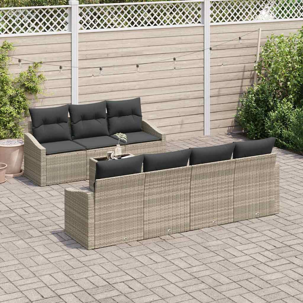 Sofa Sæt 8 stk. Lysegrå polyrattan
