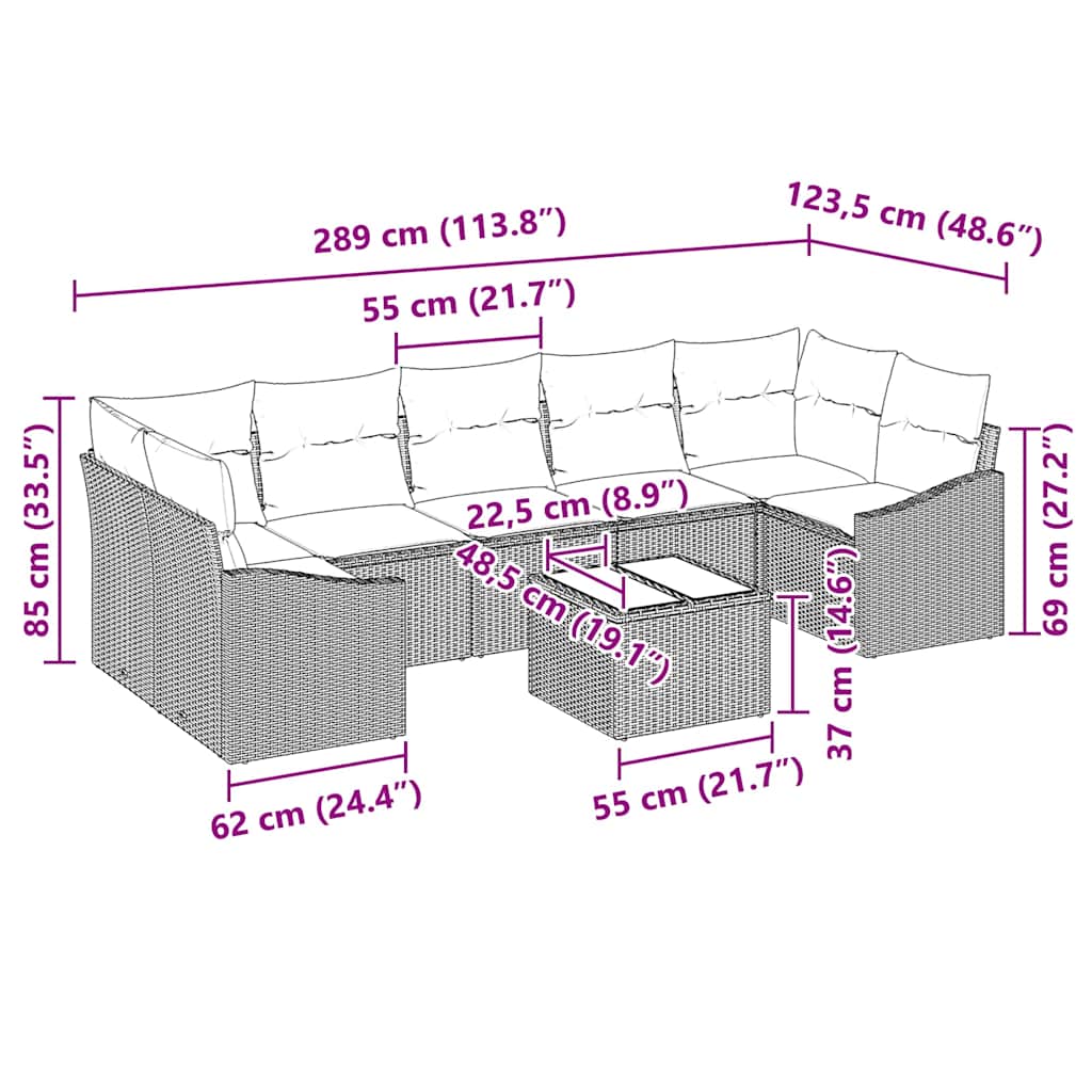 Sofa Sæt med pude Brun og Creme 55 x 55 x 37 cm polyrattan