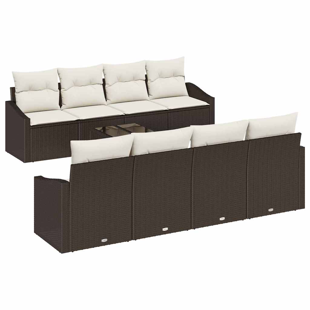 Sofa Sæt 9 stk. Brun og Creme polyrattan