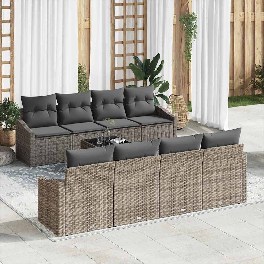 Sofa Sæt 9 stk. Grå polyrattan