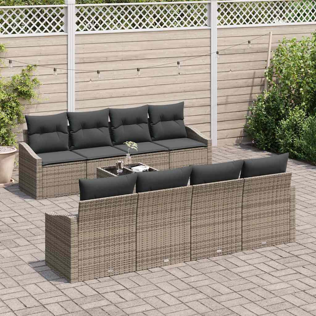 Sofa Sæt 9 stk. Grå polyrattan