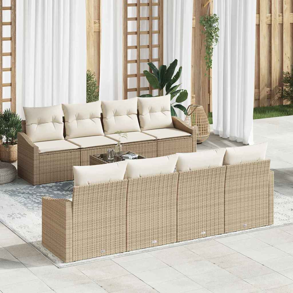 Sofa Sæt 9 stk. Beige og creme polyrattan