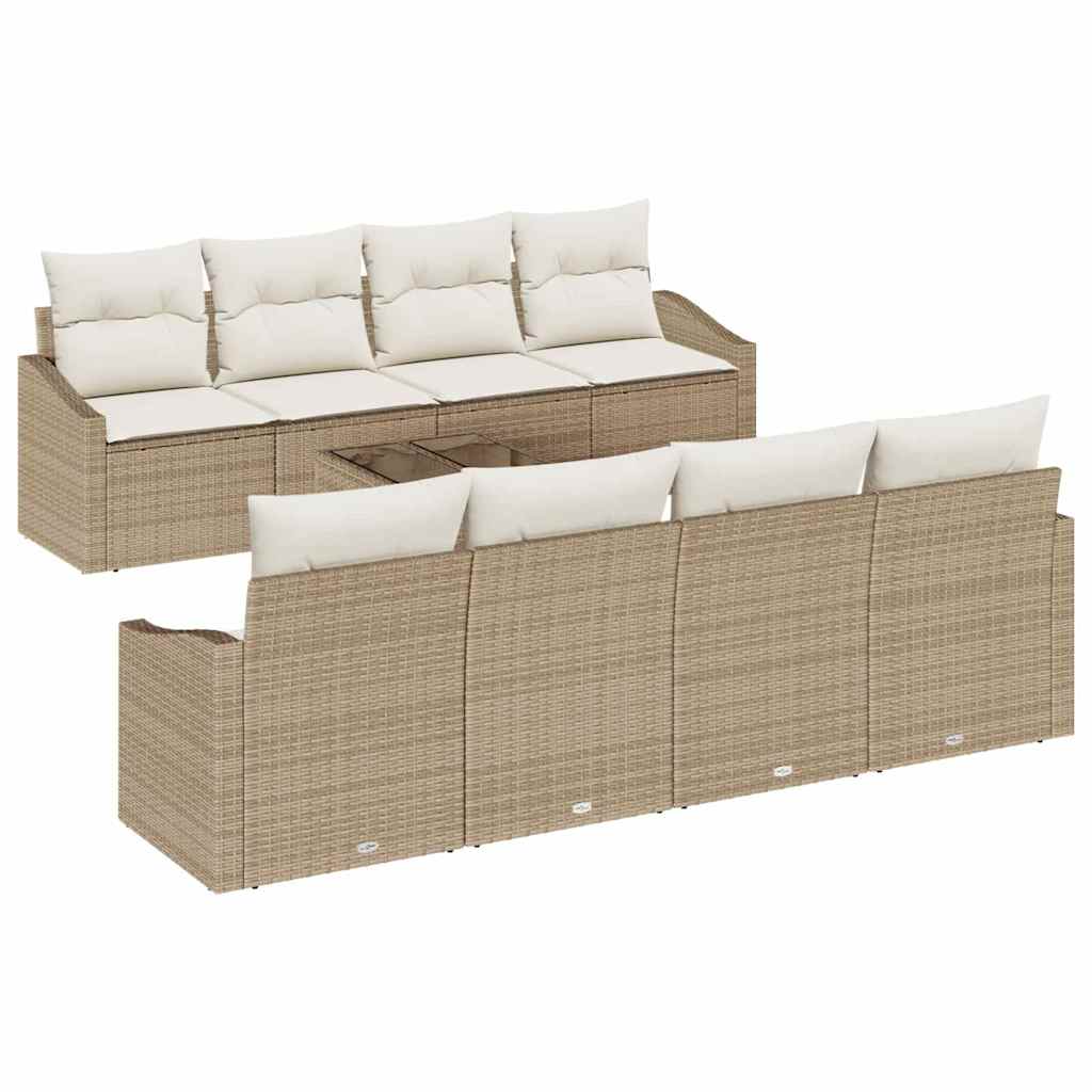 Sofa Sæt 9 stk. Beige og creme polyrattan