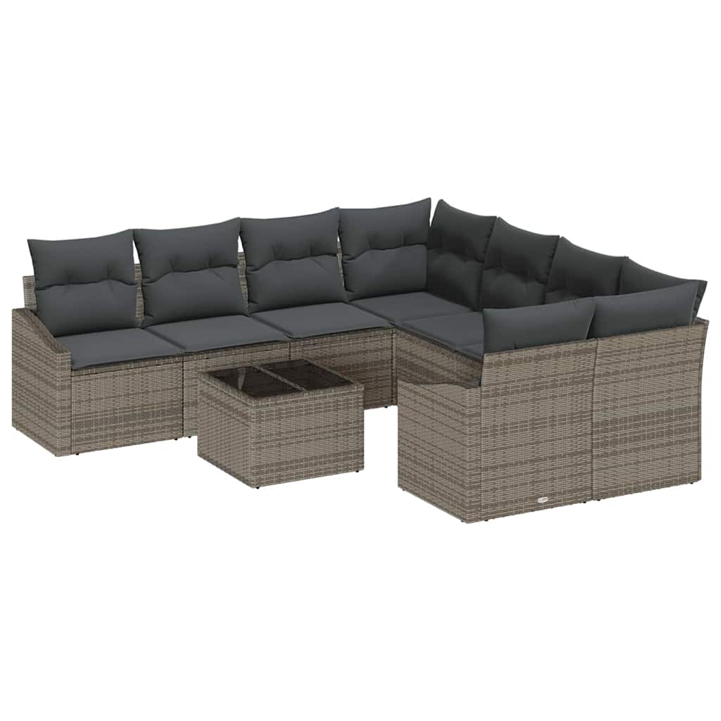 Sofa Sæt 9 stk. Grå polyrattan