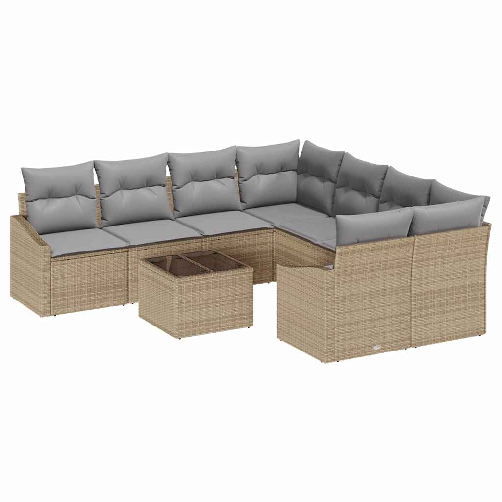Sofa Sæt 9 stk. Beige og lys grå polyrattan
