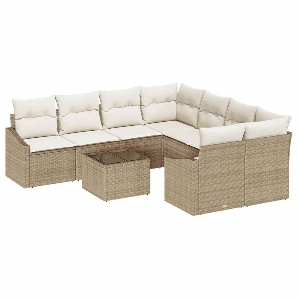 Sofa Sæt 9 stk. Beige og creme polyrattan