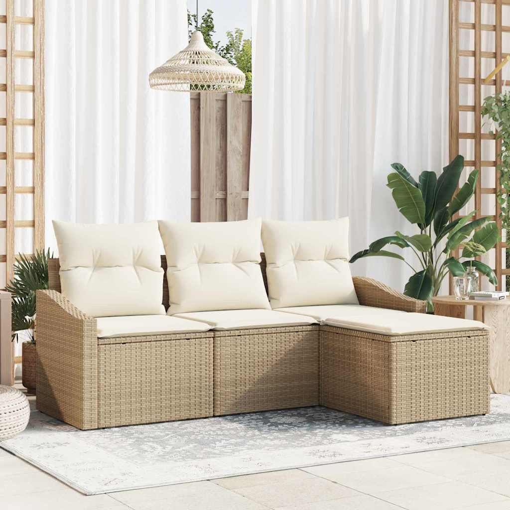 Sofa Sæt 4 stk. Beige polyrattan
