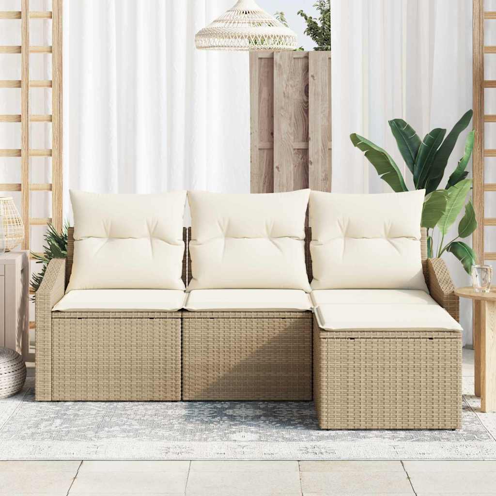 Sofa Sæt 4 stk. Beige polyrattan