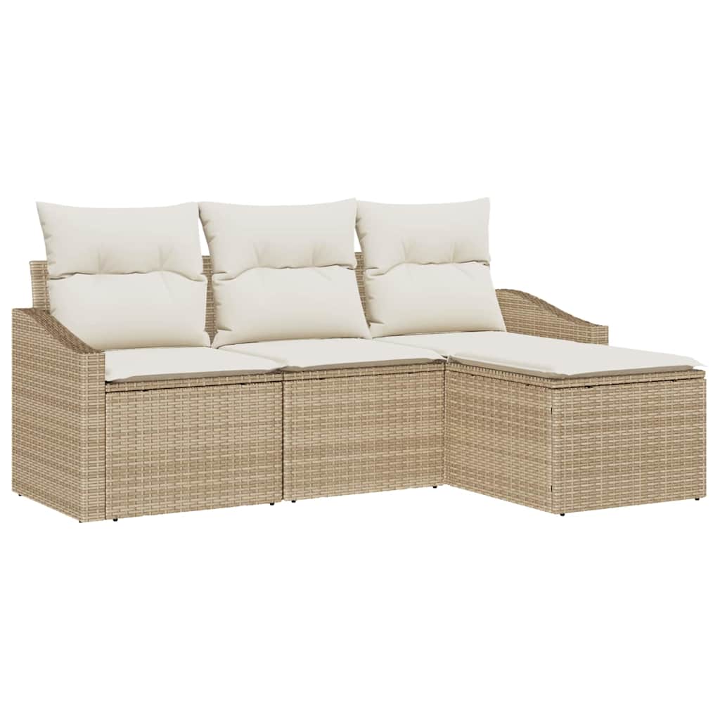 Sofa Sæt 4 stk. Beige polyrattan