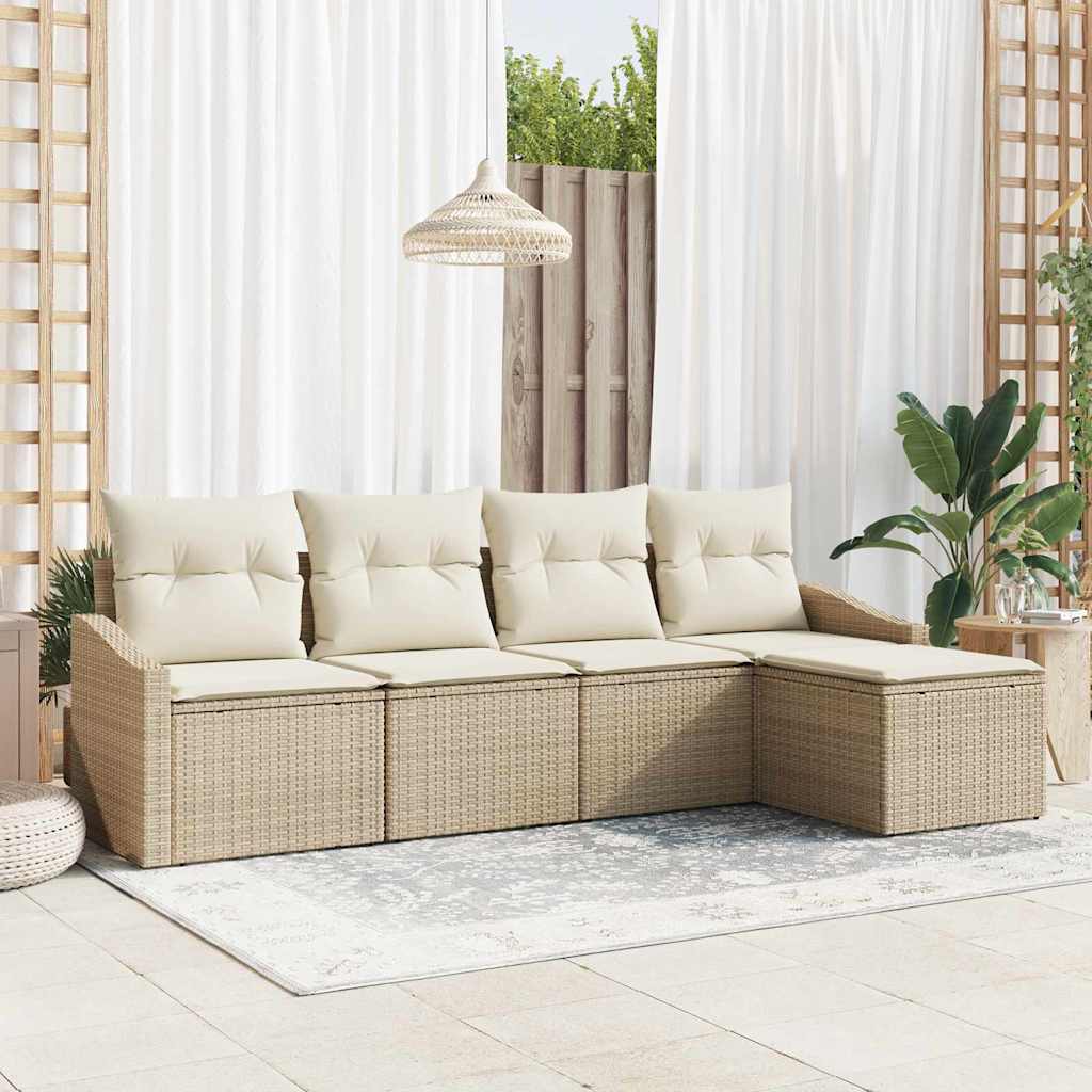 Sofa Sæt 5 stk. Beige polyrattan