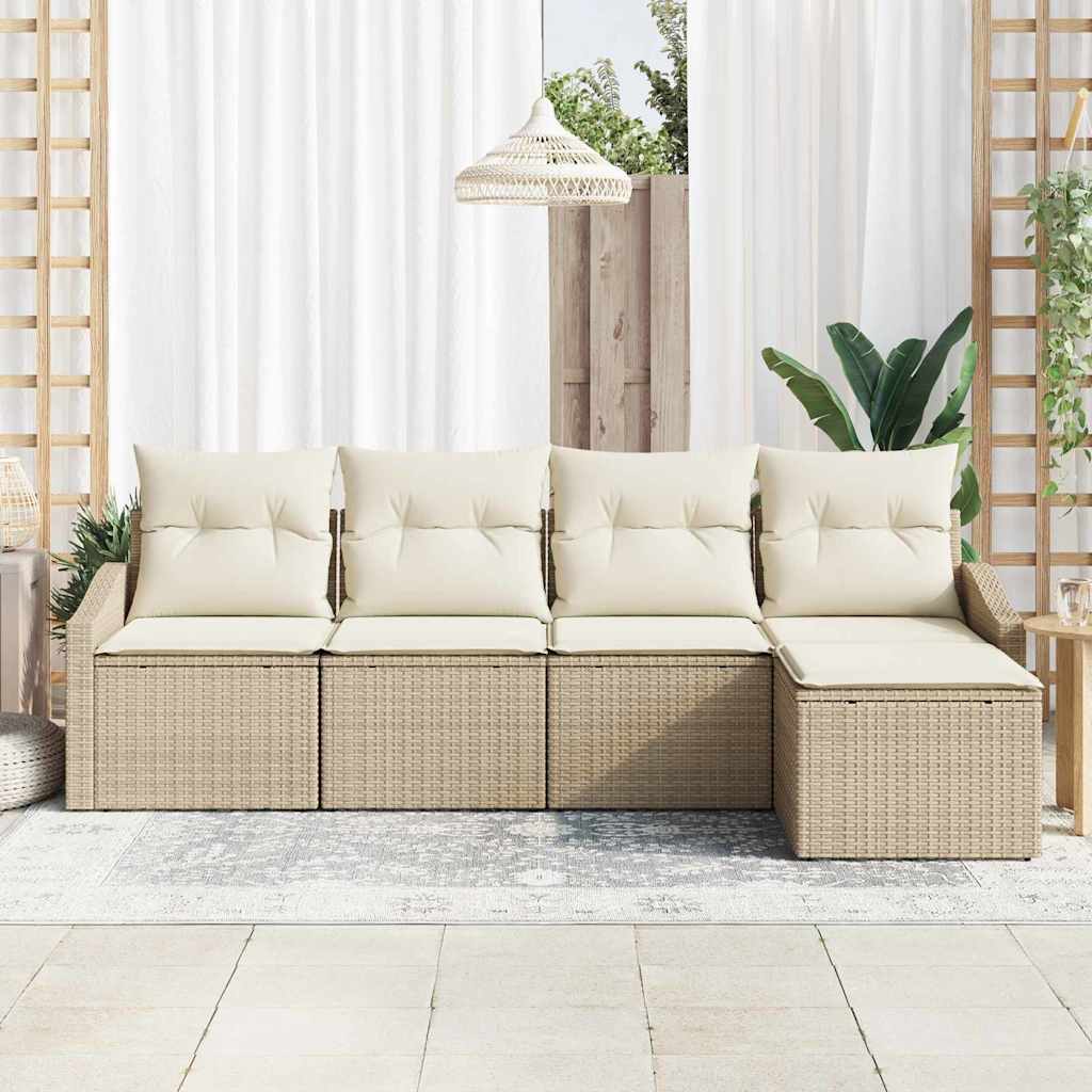 Sofa Sæt 5 stk. Beige polyrattan