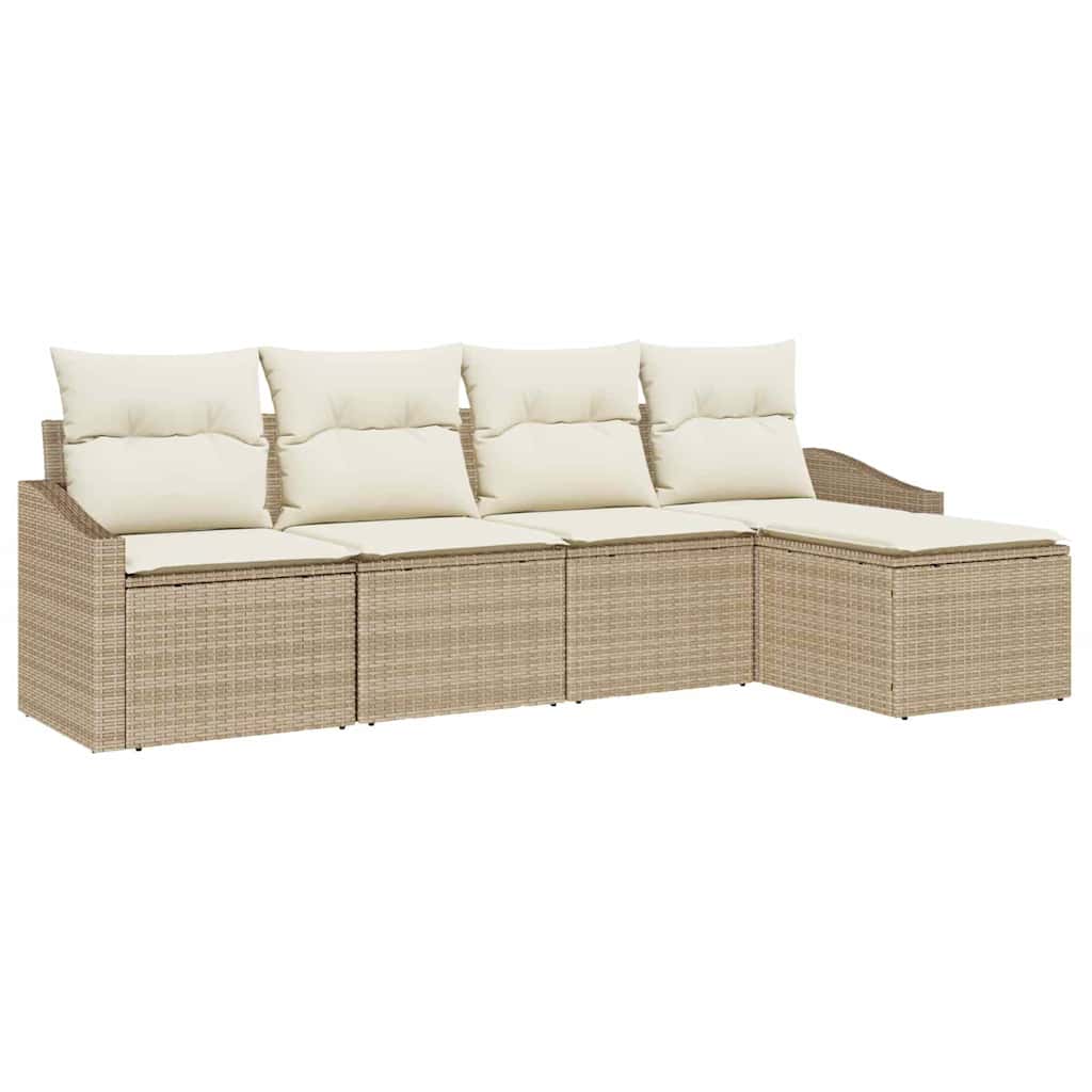 Sofa Sæt 5 stk. Beige polyrattan