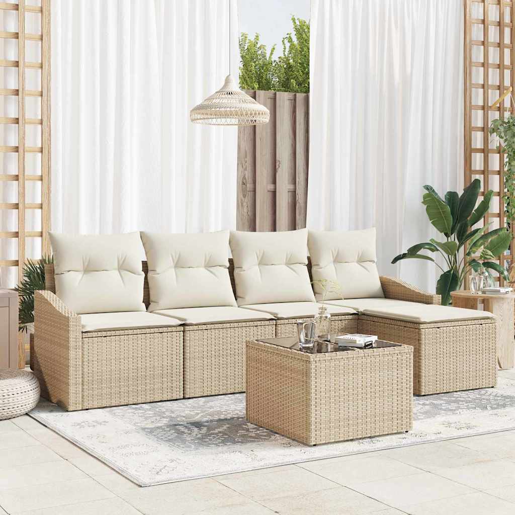 Sofa Sæt 6 stk. Beige polyrattan
