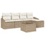 Sofa Sæt 6 stk. Beige polyrattan