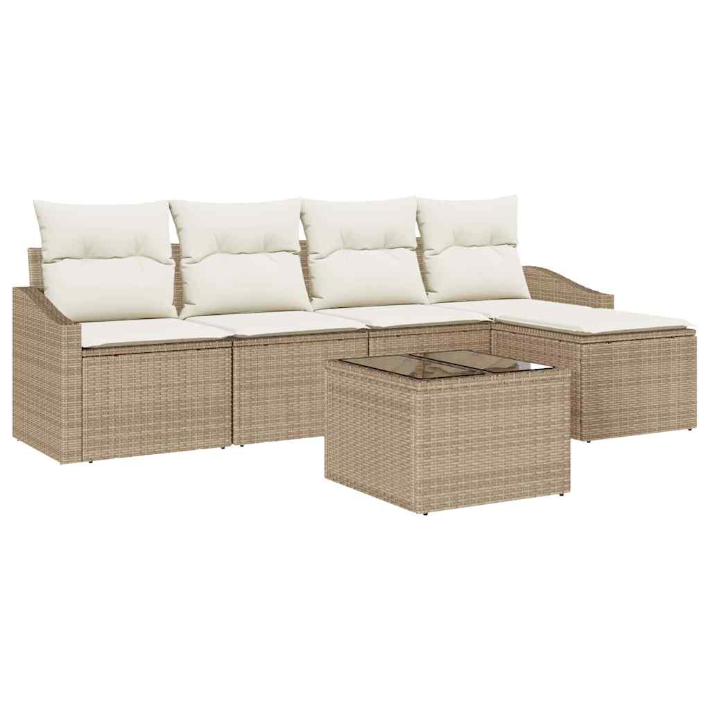 Sofa Sæt 6 stk. Beige polyrattan