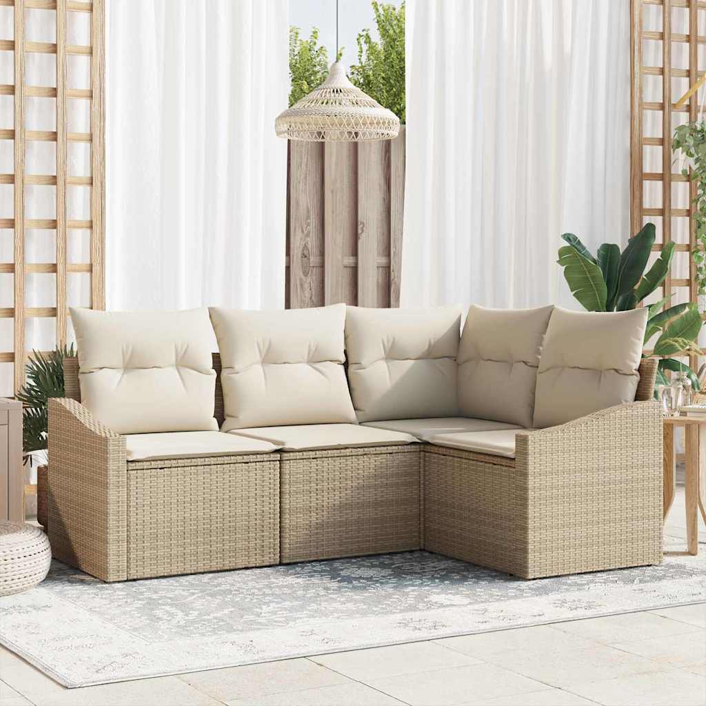 Sofa Sæt 4 stk. Beige polyrattan