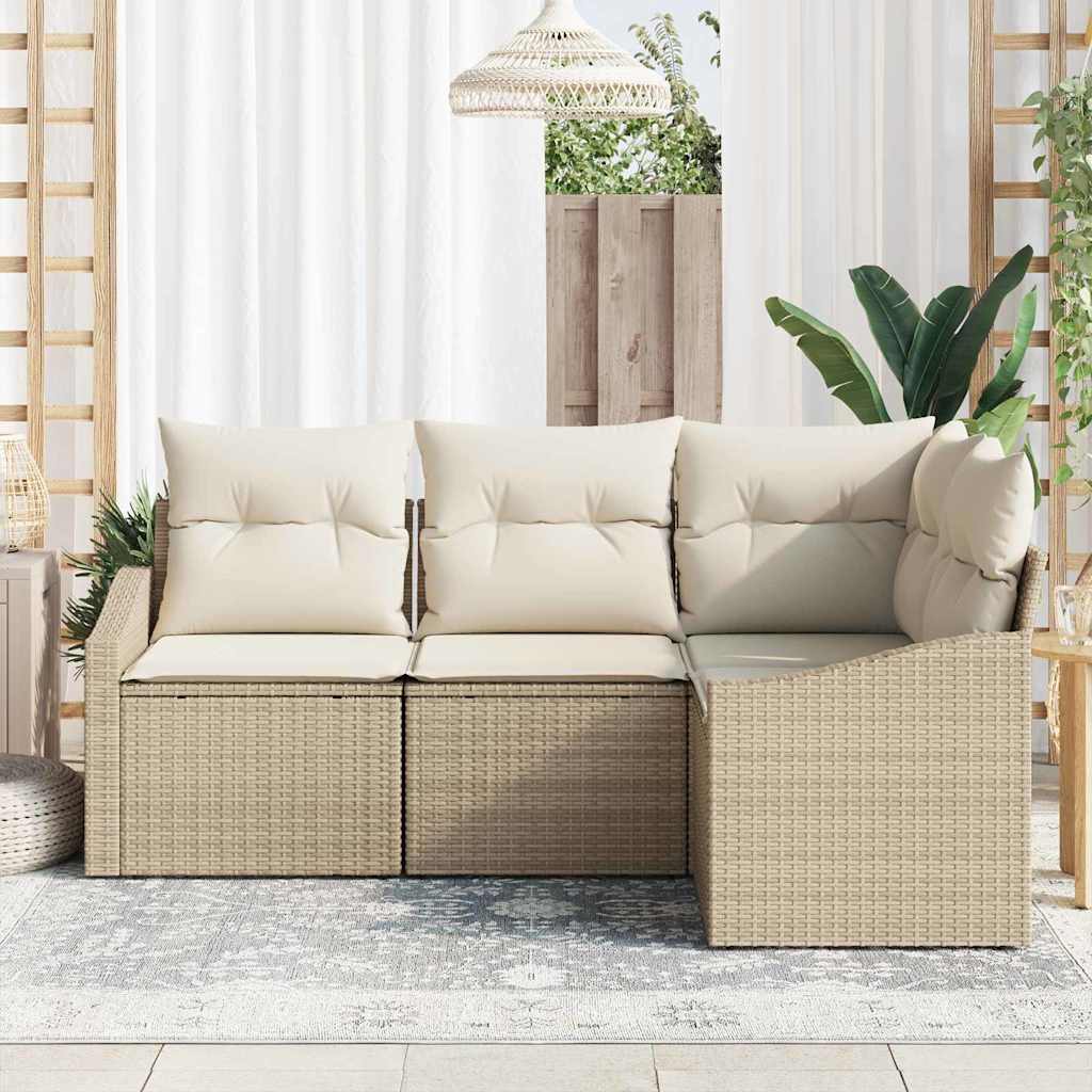 Sofa Sæt 4 stk. Beige polyrattan