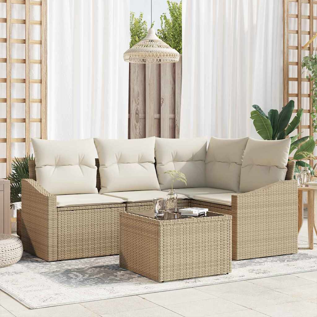Sofa Sæt 5 stk. Beige polyrattan