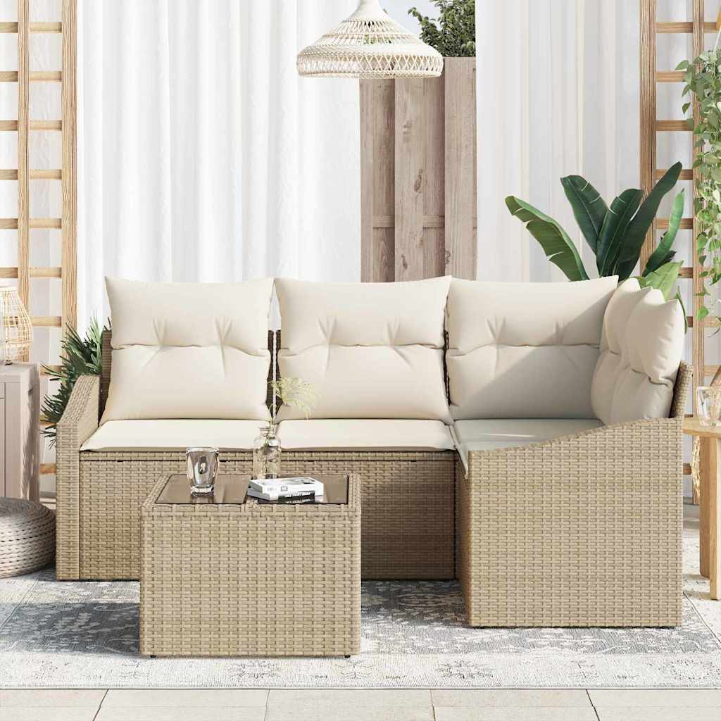 Sofa Sæt 5 stk. Beige polyrattan