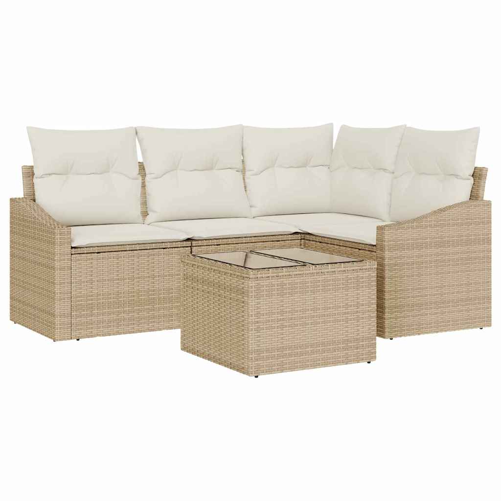Sofa Sæt 5 stk. Beige polyrattan