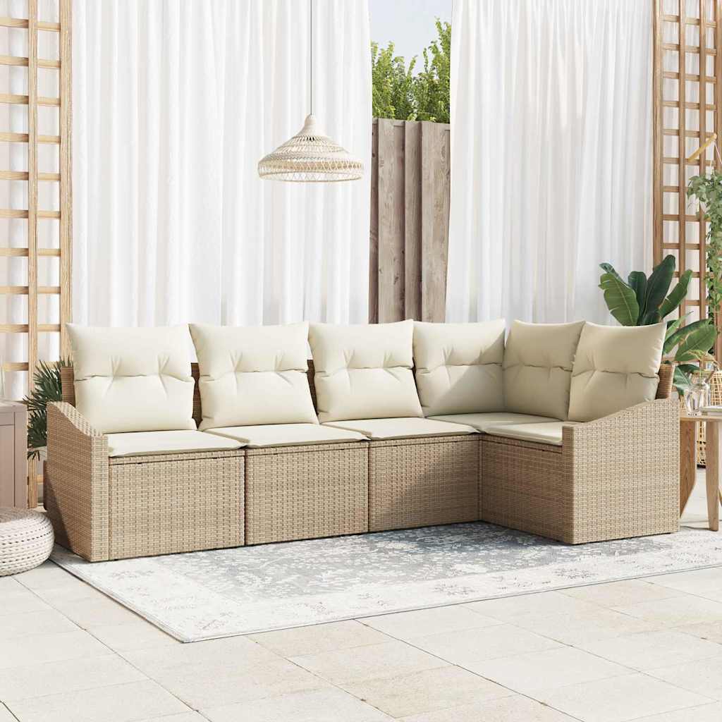 Sofa Sæt 5 stk. Beige polyrattan