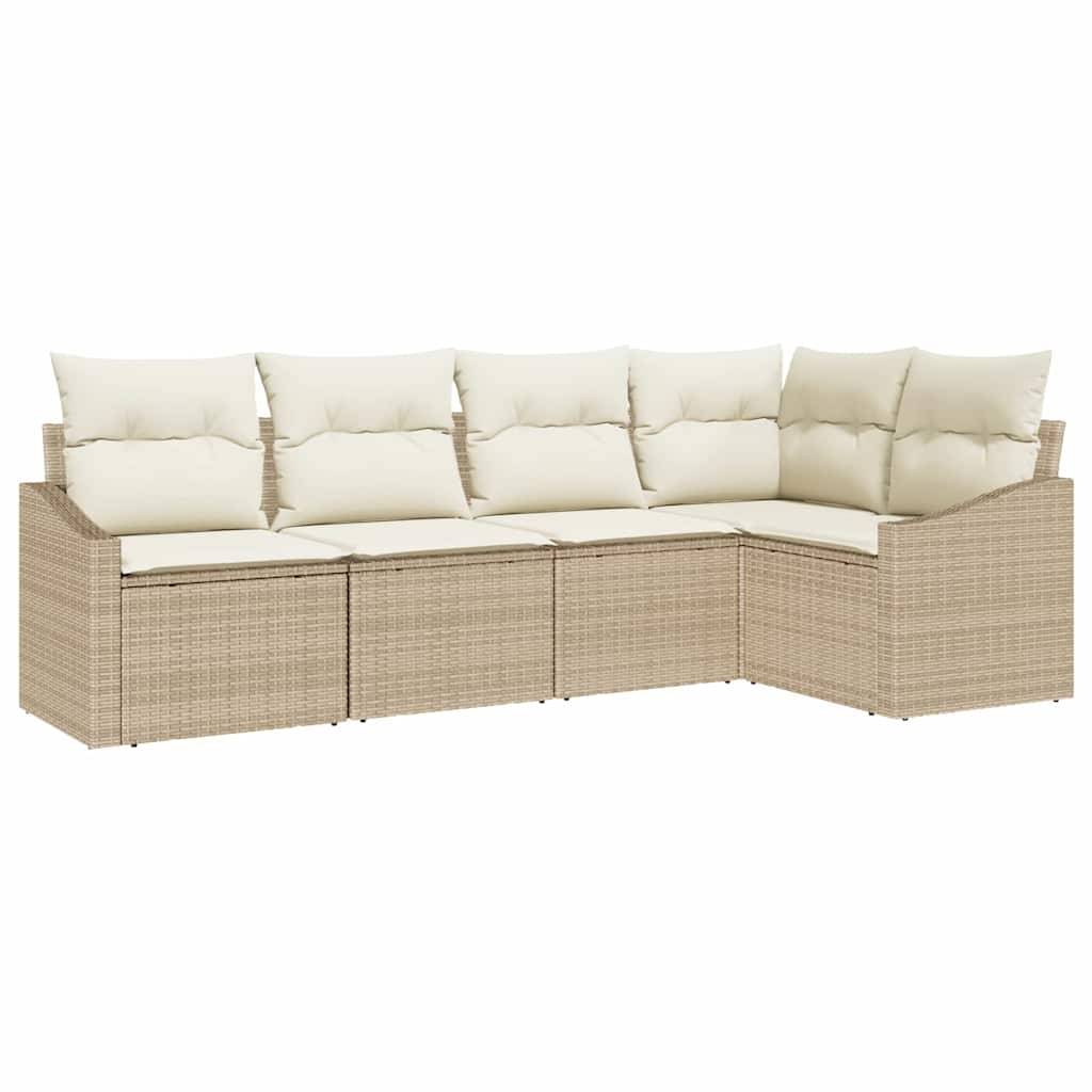Sofa Sæt 5 stk. Beige polyrattan