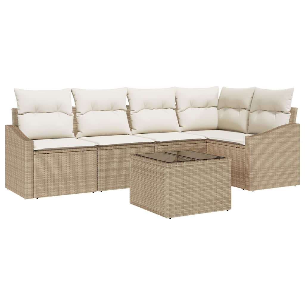 Sofa Sæt 6 stk. Beige polyrattan