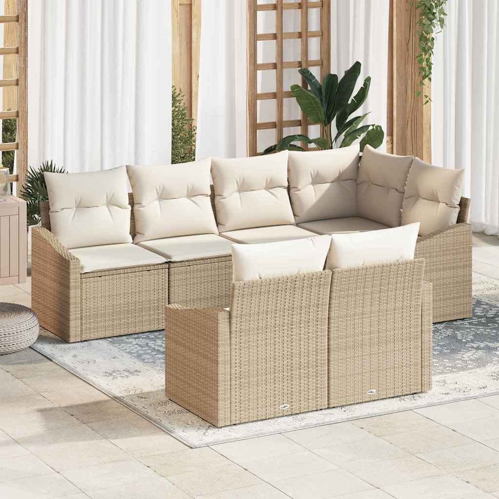 Sofa Sæt 7 stk. Beige polyrattan