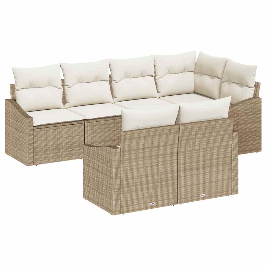Sofa Sæt 7 stk. Beige polyrattan