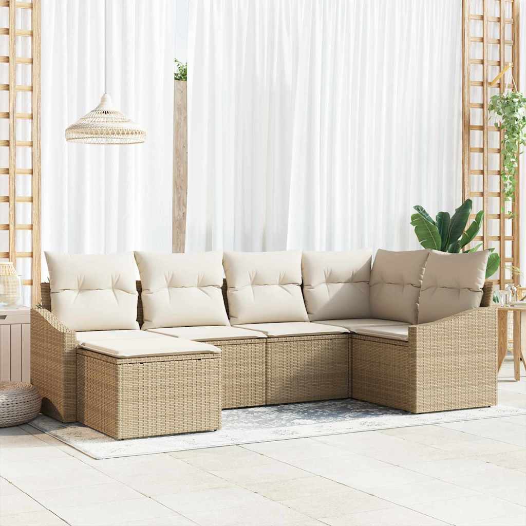 Sofa Sæt 6 stk. Beige polyrattan