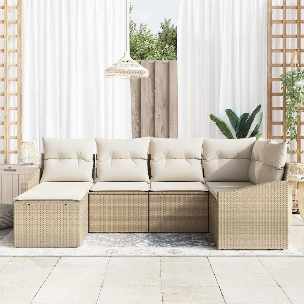 Sofa Sæt 6 stk. Beige polyrattan