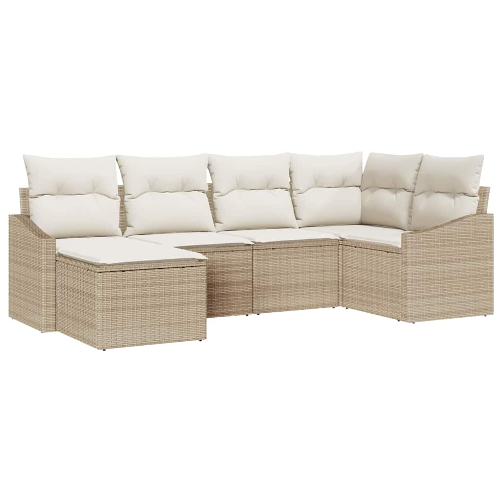 Sofa Sæt 6 stk. Beige polyrattan