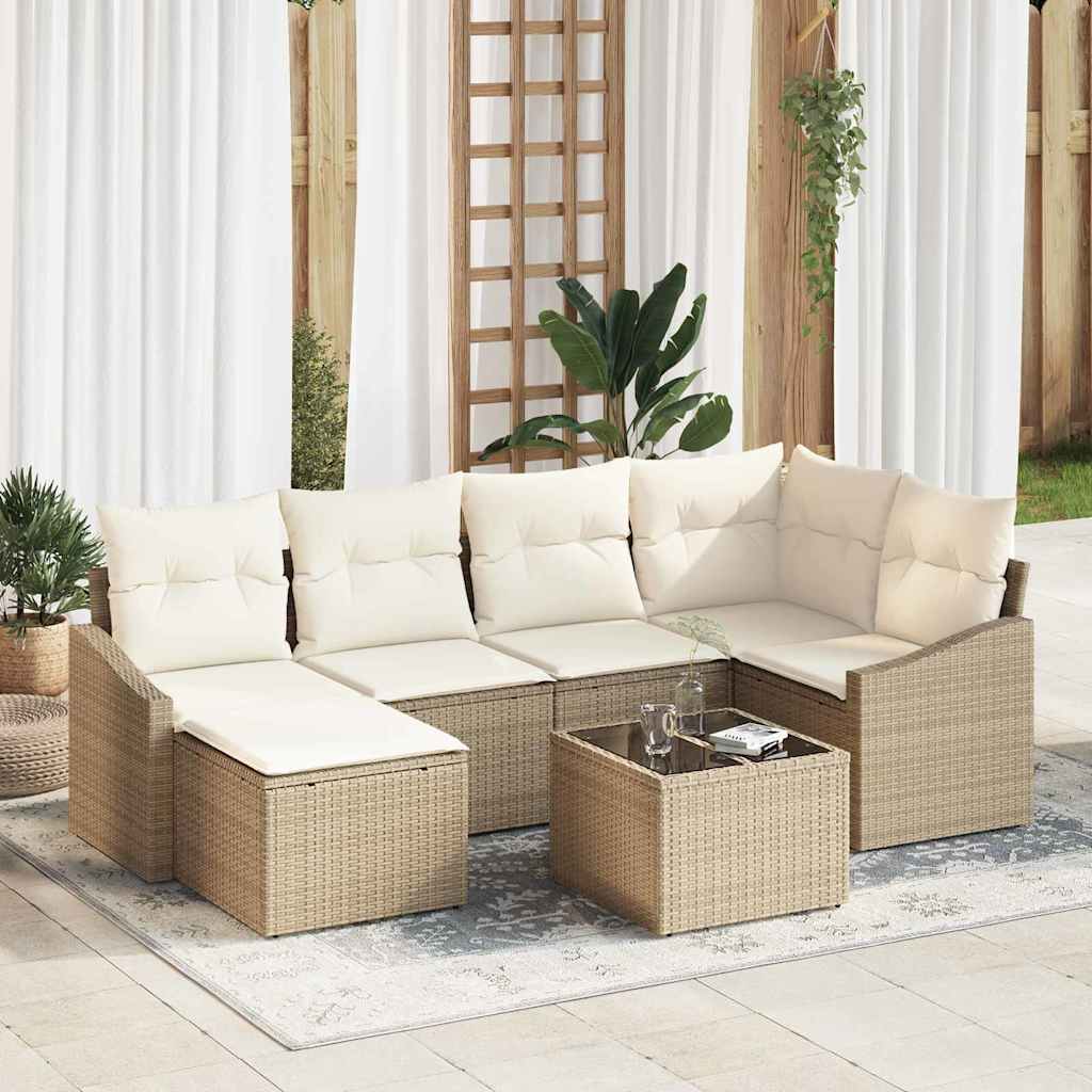 Sofa Sæt 7 stk. Beige polyrattan
