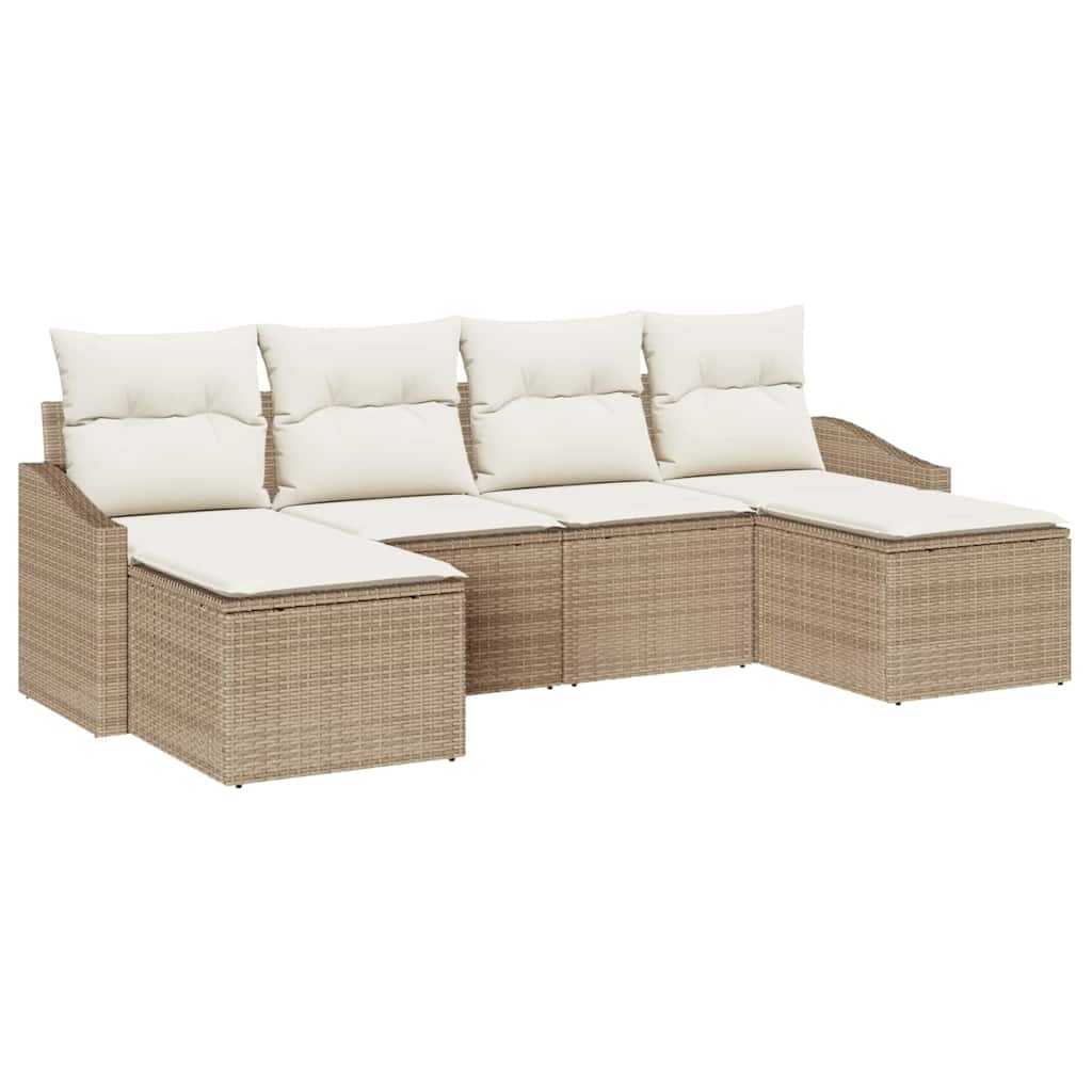 Sofa Sæt 6 stk. Beige polyrattan