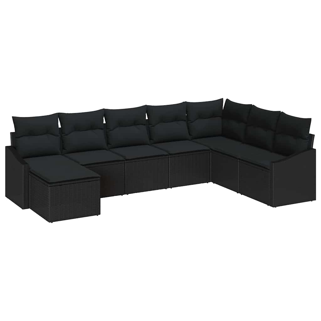 Sofa Sæt 8 stk. Sort polyrattan