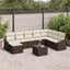Sofa Sæt 9 stk. Brun polyrattan