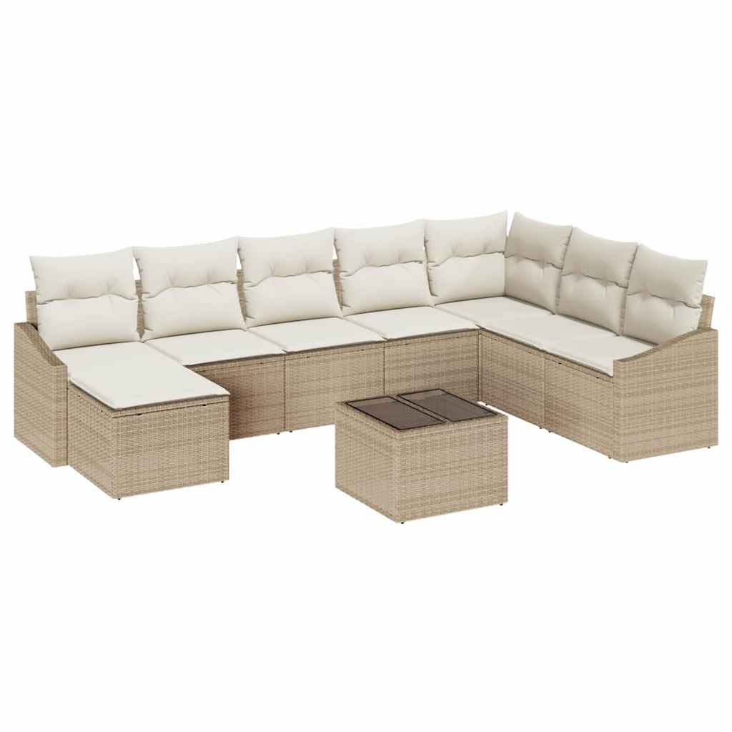 Sofa Sæt 9 stk. Beige polyrattan