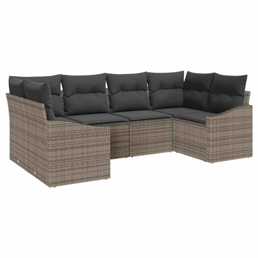 Sofa Sæt 6 stk. Grå polyrattan