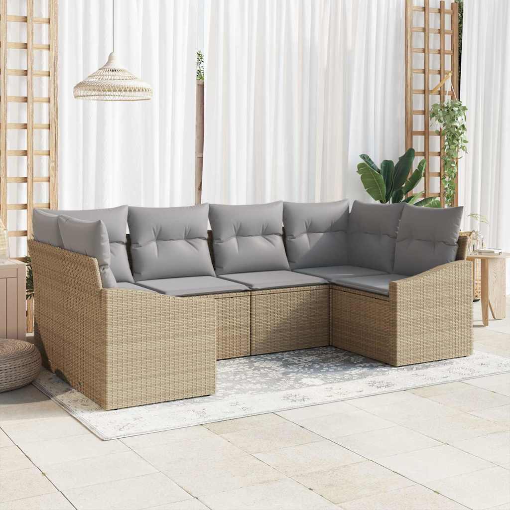 Sofa Sæt 6 stk. Beige polyrattan