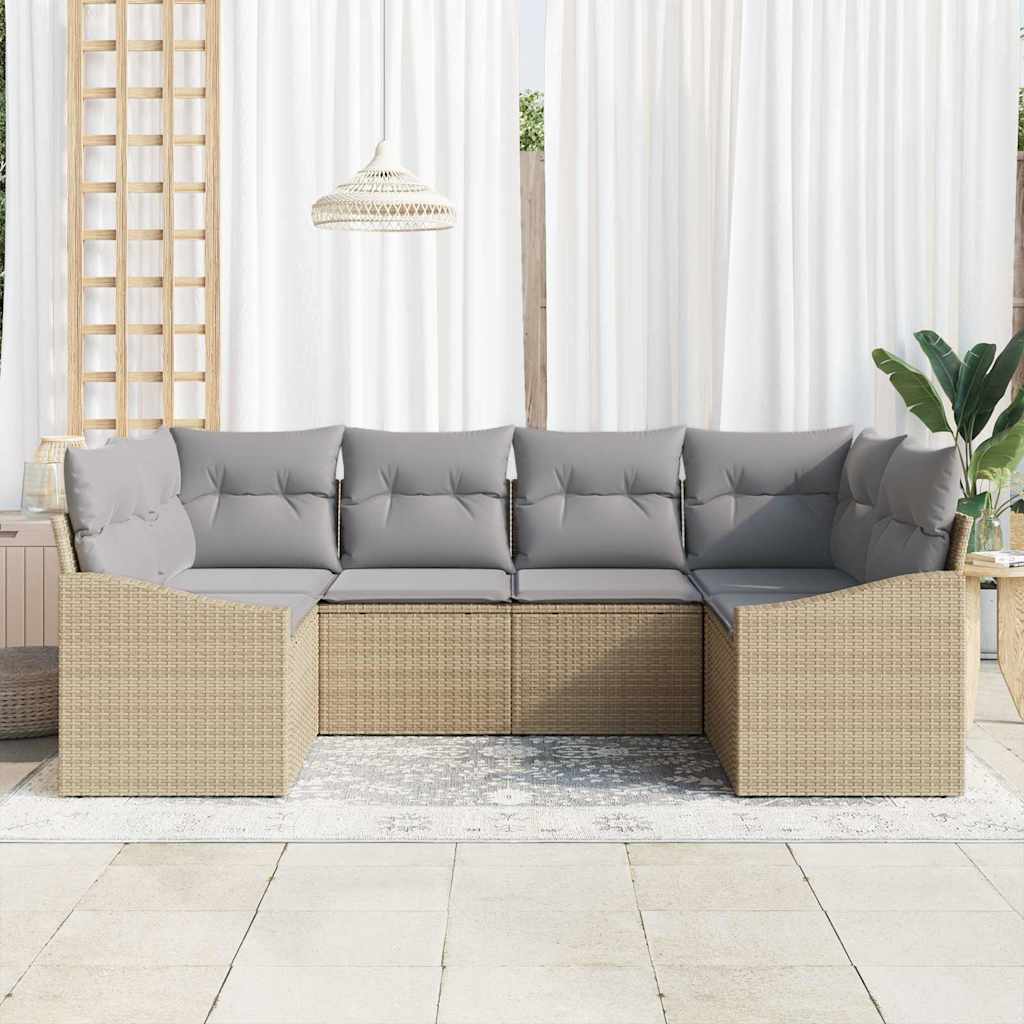 Sofa Sæt 6 stk. Beige polyrattan