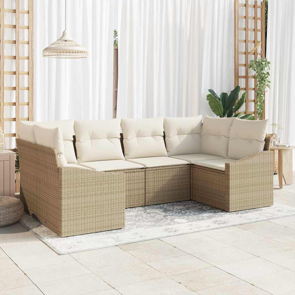 Sofa Sæt 6 stk. Beige polyrattan