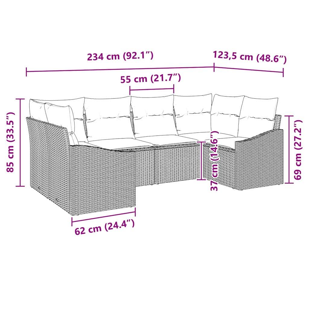 Sofa Sæt 6 stk. Beige polyrattan